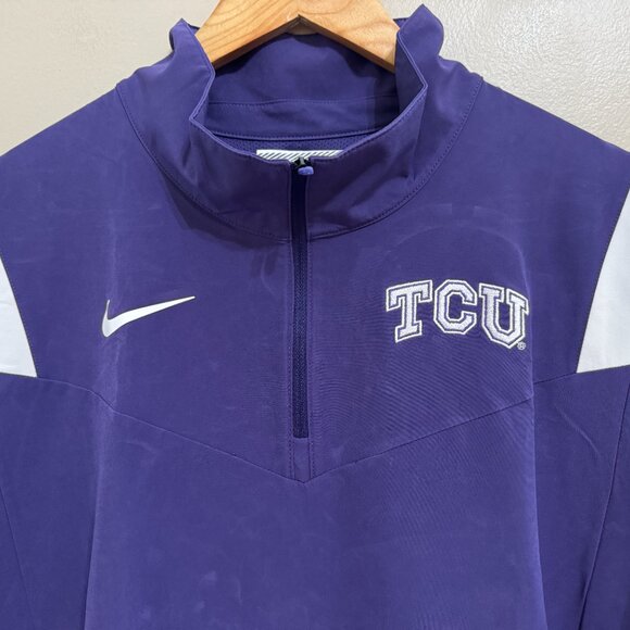 Nike TCU Horned Frogs Football Team Issued On-Field Coach Jacket Mens L NEW - Picture 2 of 9